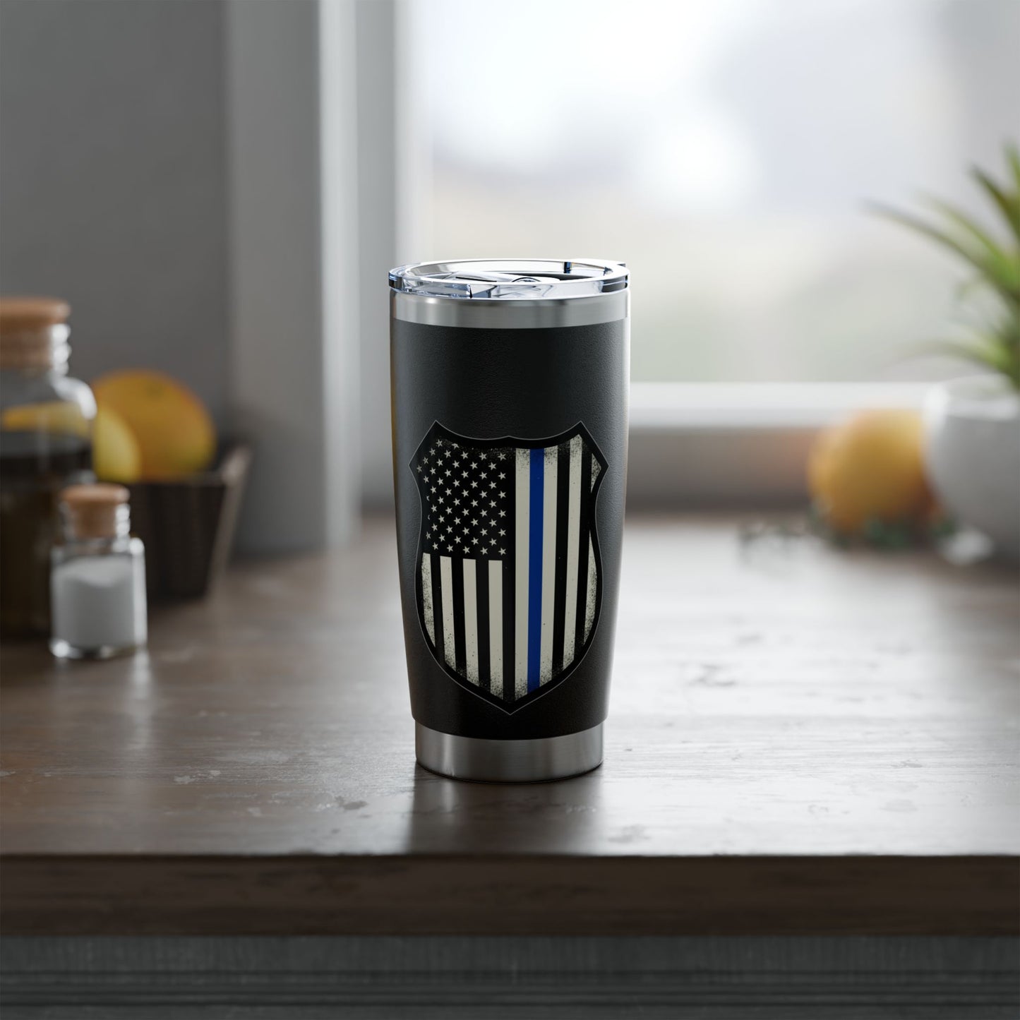 SalemBrews 20oz Blue Line Black Tumbler