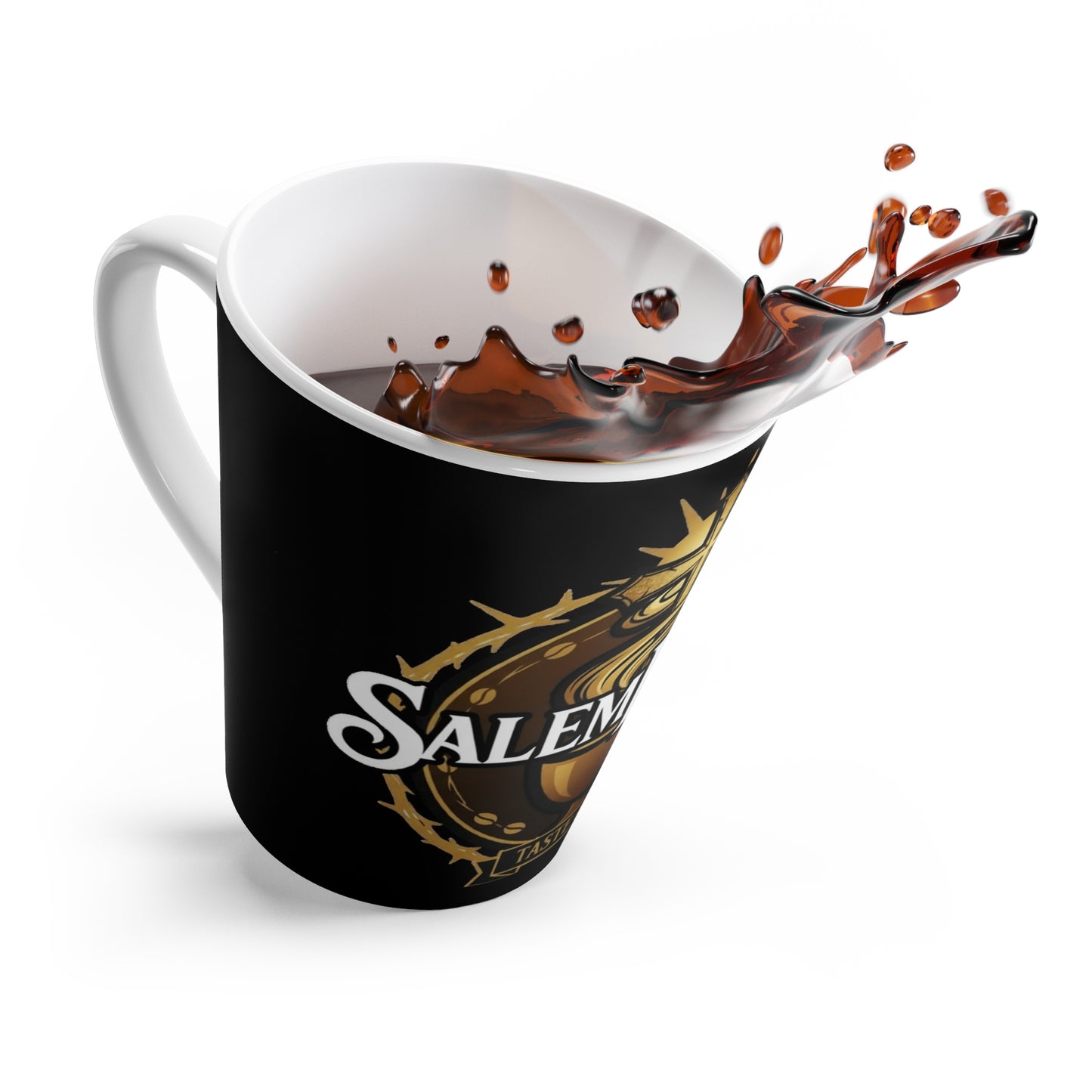 SalemBrews Latte Mug – Gothic Coffee Logo Ceramic Cup